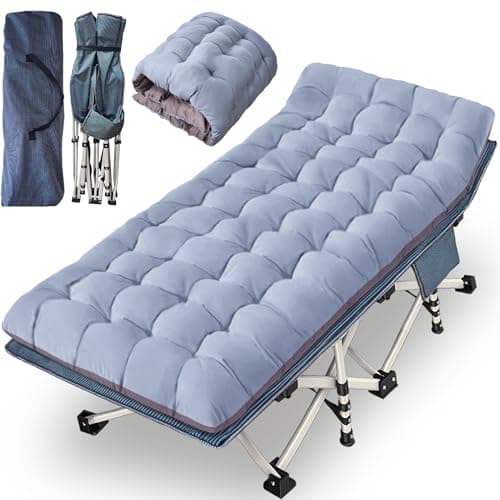 NESDCC 79" L x 32" W x 18" H Oversize XXL Camping Cot with Comfortable Mattress for Adults Extra Wide Cots for Sleeping Folding Cot Camping Bed Heavy Duty with Carry Bag for Home Office Outdoor - Image 1