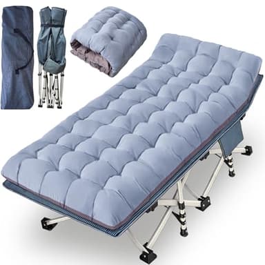 NESDCC 79" L x 32" W x 18" H Oversize XXL Camping Cot with Comfortable Mattress for Adults Extra Wide Cots for Sleeping Folding Cot Camping Bed Heavy Duty with Carry Bag for Home Office Outdoor - Image 1
