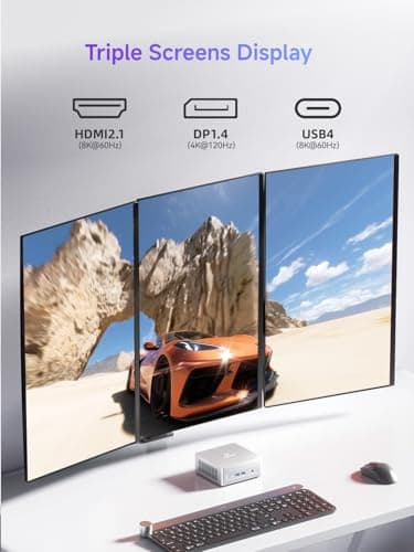 MINISFORUM UM870 Slim Mini PC AMD Ryzen 7 8745H(8C/16T), Mini Desktop Computer 32GB DDR5 RAM 1TB SSD, USB4/HDMI/DP 8K@60Hz Output, 2.5G LAN Port, 4xUSB Ports, WiFi 6E, BT5.3, AMD Radeon 780M Graphics - Image 6