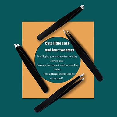 LUDOUPIER [4+1 Pieces] Tweezers Set with Travel Case, Great Precision Upgrade Professional Anti-rust Alloy Tweezers for Women & Men Multi-purpose as Eyebrows Facial Hair Ingrown Hair Removal - Image 6