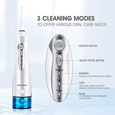 Hangsun Water Flossers for Teeth Cordless Rechargeable Dental Oral Irrigator Water Jet for Teeth Braces Care with 8 Jet Tips for Travel and Home Use (White) - Image 3