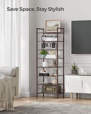 SONGMICS Narrow Shoe Rack - Sturdy 8 Tier Metal Tall Shoe Rack Shelf, Slim Shoe Storage Organizer for Closet Entryway Small Spaces, Bronze - Image 8