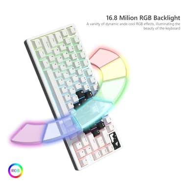 Womier 75% Keyboard Wireless, Creamy Mechanical Keyboard Gaming QMK/VIA, CNC Aluminum with 8000mAh Battery, Tri-Mode Key Board Custom Hot Swappable RGB Backlit for Windows/Mac/PC (SK71 PRO-White) - Image 6