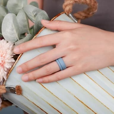 Egnaro Women's Wedding Bands, Silicone Stacking Rings for Her, Rubber Inner Arc Ergonomic Breathable Design - Image 3