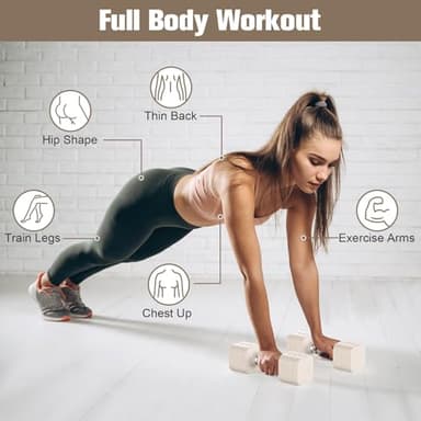 Hezeyferg Adjustable Dumbbells Set of 2, Adjustable Weight Dumbbells with 4 Levels 4.4lb, 6.6lb, 8.8lb, 11lb, Hand Weights Sets for Women/Men Home Gym Full Body Workout (Beige) - Image 5