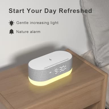 HOUSBAY 3 in 1 Sound Machine Alarm Clock& Wireless Charger: Soothing White Noise, Bluetooth Music Relaxation & Customized Sleep-Wake Routine - Image 6