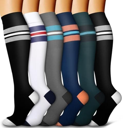 Bluemaple 6 Pack Copper Compression Socks for Women and Men Circulation-Best Support for Medical, Running,Nursing,Athletic - Image 1