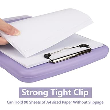 Clipboard with Storage,A4 Nursing Clipboards with Pen Holder,Heavy Duty Storage Clipboard with Low Profile Clip, Clipboards Folder Side-Opening Clip Boards,Smooth Writing Clip Board (Light Purple) - Image 3