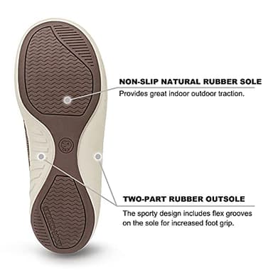 Mens House Slippers with Arch Support, Canvas House Slipper for Men with Suede Insole and Velvet Lining, Slip on Clog Shoes with Indoor Outdoor Anti-Skid Rubber Sole, Brown - Image 3