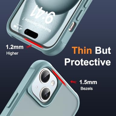 SKYLMW Compatible with iPhone 15 Plus Case with Invisible Magnetic O-Ring Stand Military-Grade Translucent Case for iPhone 15 Plus 6.7" [Compatible with Mag-Safe][Great Grip Feeling], Blue - Image 6