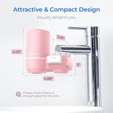Waterdrop Sink Filter Water Faucet for Skin Care, Bathroom Faucet Filter, 320 Gallons, NSF Certified Water Purifier, 0.01μm Ultra-Filtration System, Reduces Chlorine Lead-Free Material, 1 Filter Pink - Image 7