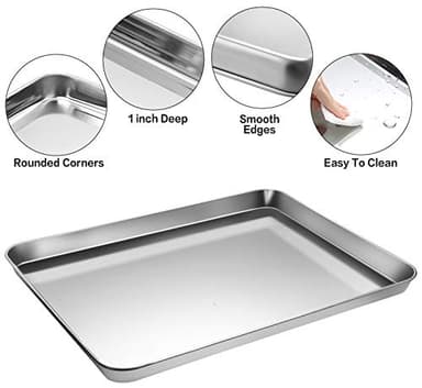 Stainless Steel Baking Sheet Tray Cooling Rack with Silicone Baking Mat Set, Cookie Pan with Cooling Rack, Set of 6 (2 Sheets + 2 Racks + 2 Mats), Size 16 x 12 x 1 Inch, Easy Clean - Image 3