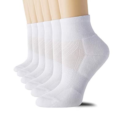 CelerSport 6 Pack Women's Ankle Socks with Cushion, Sport Athletic Running Socks, 6 Pair White, Small - Image 1