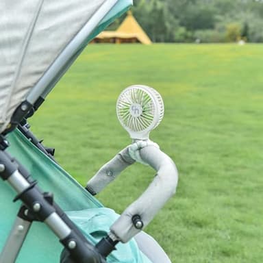 HomeLifairy Portable Stroller Fan, USB or Rechargeable Battery Operated with 3 Speeds and 360°Rotate, Cooling Clip On for Baby Crib Travel Car Seat White - Image 2