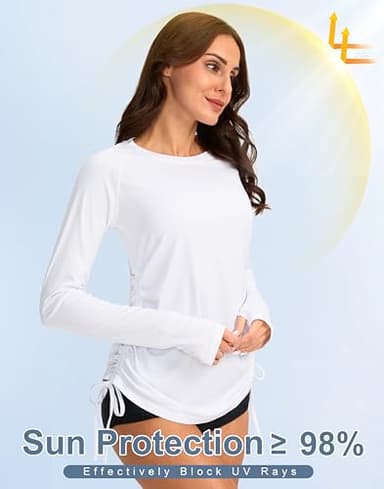 SANTINY Women's UPF50+ Rash Guard SPF Long Sleeve Swimsuits Top UV Sun Protection Swim Shirts for Woman (White_M) - Image 3