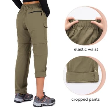 Cycorld Women's-Hiking-Pants-Convertible Quick-Dry-Stretch-Lightweight Zip-Off Outdoor Pants with 5 Deep Pockets (Khaki, Large) - Image 4