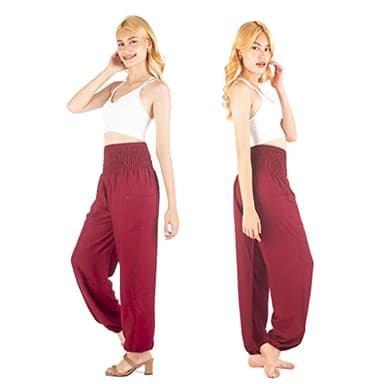 Boho Pants 2-Pocket Flowy Harem Pants Women for Yoga Travel Hippie Clothes - Image 2