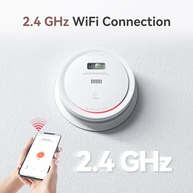 Wi-Fi Smoke Detector Carbon Monoxide Detector Combo with App Notifications, Smart Smoke and Carbon Monoxide Detector with LCD Display & Replaceable Battery, Compatible with Tuya Smart - Image 2