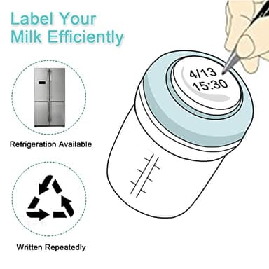 COMI Wide Neck Glass Breastmilk Collection n Storage Bottle, 6oz with Screw Ring Sealing Disk; Re-markable Sealing Disc. BPA Free, Fits Breast Pumps & Nipples (2 Pack Gray Lids) - Image 5