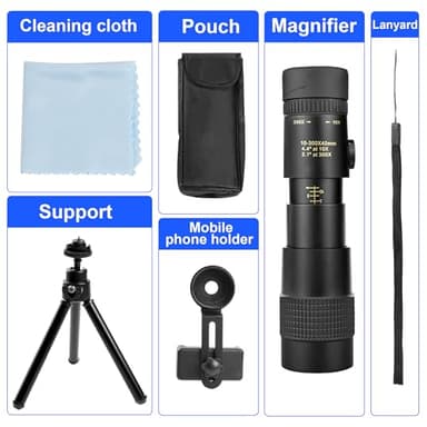 10-300x40 Military Telescope - Monoculars for Adults High Powered, Compact Monocular Telescope for Hunting, Star Gazing, Bird Watching, Travel (Smartphone Adapter & Tripod Include) - Image 3