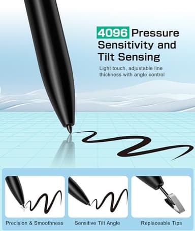 Ciscle EMR Stylus Compatible with Remarkable 2, Replacement Digital Pen with Eraser, 4096 Pressure Levels, Palm Rejection, Tilt Support-5 Pen Tips (Black) - Image 3