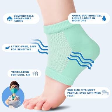 TEAWOO Moisturizing Heel Socks - 6 Pairs for Dry Cracked Feet, Toeless Gel Socks for Hydration and Repair - Image 5