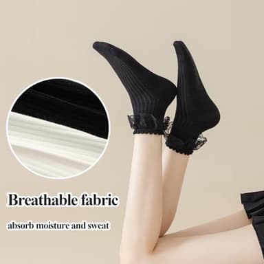 BIVOLU Womens Ankle Socks Lace Ruffle Frilly Cotton Cute Princess Ankle Dress Lace Socks for Girl 6 Pack - Image 6