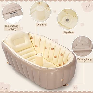 MINK Inflatable Bathtub for Toddlers - Portable Baby Tub with Built-in Air Pump - Collapsible Design for Easy Storage - Perfect for Newborns to Infants - Image 3