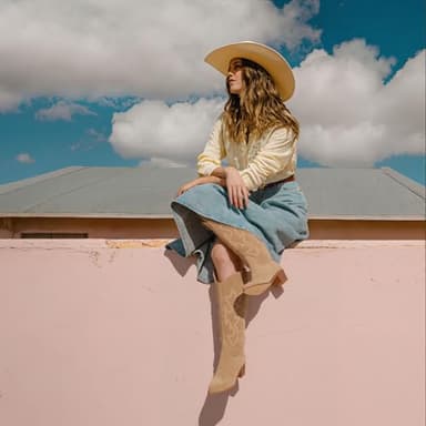 Erocalli Knee High Cowgirl Boots Pointed Toe and Block Heel Cowboy Faux Suede Boots with Embroidered - Image 3