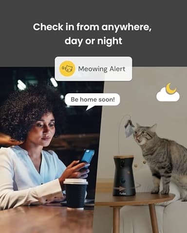 Furbo 360° Cat Camera: Pet Security Cam w/Meowing Alerts, Rotating View, Treat Toss w/Phone App, Smart Home Kitty Monitoring, 2-Way Speaker, No Subscription Needed. Standard See, Talk, & Toss Features - Image 6