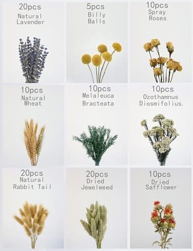 DIY Natural Dried Flower Set, Bulk Dried Flowers for Vase, Dried Flowers with Stems, Dried Roses, Mini Dried Flower Bouquets.(Brown) - Image 2