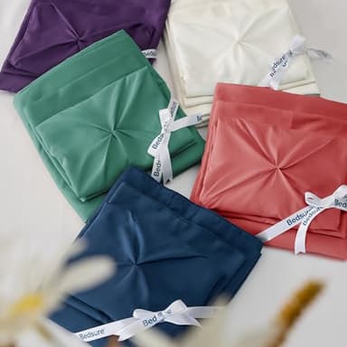 Bedsure King Size Comforter Set Coral Red - Bed in a Bag King Size 7 Pieces, GentleSoft™ Pintuck Bed Set Gift for Family, Pinch Pleat Coral Red Comforter with Sheets, Pillowcases & Shams - Image 6