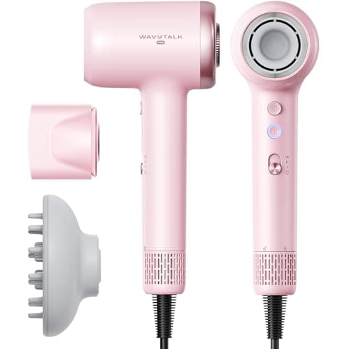 Hair Dryer, Wavytalk Turblow Pro Fast Drying Blow Dryer with Diffuser, High Speed Hair Dryer with 110,000 RPM, Pro Negative Ions for Reduces Damage, Frizz Smoothing, 3 Speeds & 3 Temps, Pink - Image 1