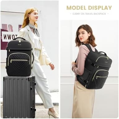 LOVEVOOK Large Travel Backpack for Women, TSA Carry on Backpack for Airplanes, 40L Personal Item Travel Bag fits 17" Laptop, Waterproof Carry on Bag Flight Approved with 4 Packing Cubes, Black - Image 5