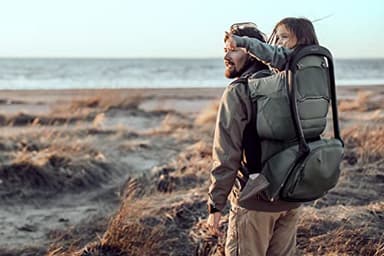 Thule Sapling Child Carrier Backpack - Machine Washable Seat - Self-Standing Frame - Adjustable Padded Straps for Parents - Ergonomic seat with Under-Leg Support for Child - UPF 50 Sunshade,Black - Image 7