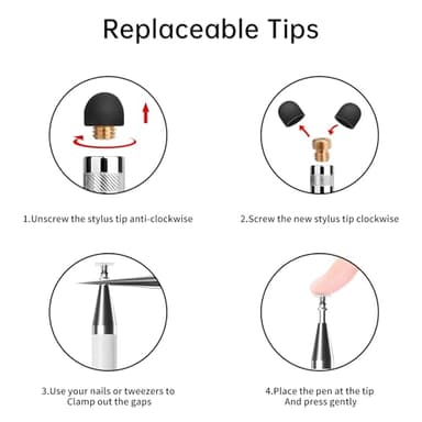 Stylus (10 Pcs),2-in-1 Stylus Pen for Touch Screen,High Precision and Sensitivity,Suitable for iPhone/ipad/Android Tablets,Compatible with Touch Screens (Silver/Blue/Rose Gold/White/Black) - Image 5