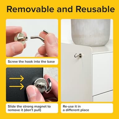 Magnetic Hooks 40 LBS (Pack of 10) - Heavy Duty Neodymium Magnetic Outdoor Hooks for Cruise Cabins - Strong Rare Earth Magnets for Hanging on Refrigerator, Ship Essentials for Hanging String Lights - Image 5