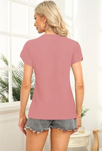 Women’s Tops 2025 Summer Dressy Casual Short Sleeve Loose Cute Print Basic Tunic Shirt Blouse - Image 5