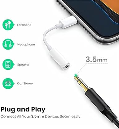 iPhone 3.5mm Headphones Adapter,[Apple MFi Certified] 2 Pack Lightning to 3.5 mm Headphone Jack Converter Audio Aux Adapter Dongle Compatible with iPhone 14 13 12 11 Pro XR XS Max X 8 7 - Image 2