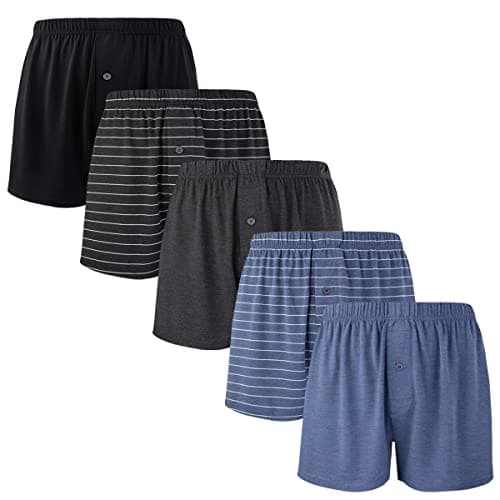 BAMBOO COOL Mens Boxers Short Classic Fit Soft Casual Underwear Loose Comfortable Breathable Boxer Shorts for Men (5 Pack), Medium - Image 1