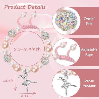 Sereney Dance Recital Gifts for Girls Daughter Dance Bracelet as Dance Gifts for Her, Handmade Sparkly Dance Teacher Appreciation Gifts as Dance Sister Gifts Dance Accessories to Daughter Nephews - Image 6