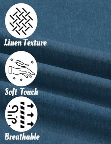 COOFANDY Mens Short Sleeve Button Down Shirts Linen Shirt Summer Beach Top Deep Blue - Image 5