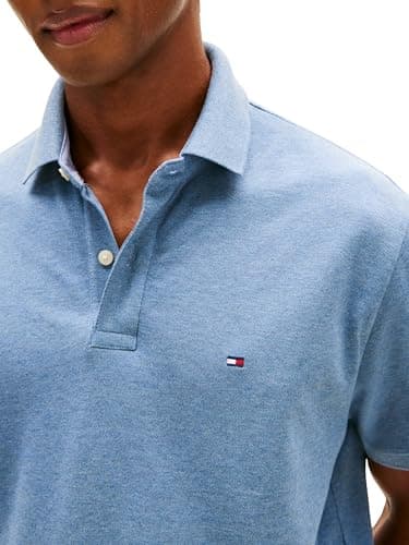 Tommy Hilfiger Men's Polo Shirt Regular Fit, Medium Chambray Large - Image 2