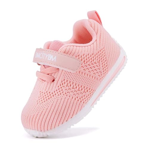 BMCiTYBM Baby Walking Shoes Boy Girl Tennis Sneakers Breathable Infant First Walker Shoes 6 9 12 18 24 Months Pink Size 18-24 Months Toddler - Image 1