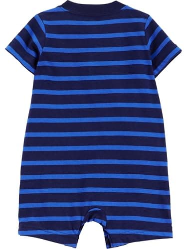 Simple Joys by Carter's Baby 3-pack Rompers, Orange Blue Stripe/Navy Stripe/Red Anchors, 18 Months - Image 2