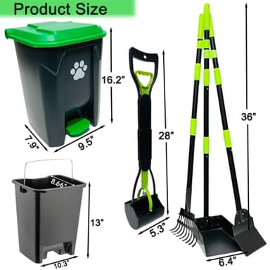 UUIXXYG 20L/5Gallon Dog Poop Trash Can Outside with Pooper Scooper & 50 Waste Bags- Outdoor Dog Poop Trash Can with Lid, Foot Pedal and Removable Inner Bin Waterproof and Odor Control - Image 3