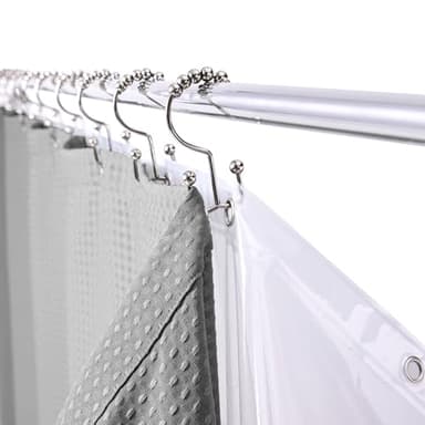 LaCyan 3 in 1 Waterproof Waffle Weave Shower Curtain and Clear Liner Set with 12 Stainless Steel Hooks Double Sided for Bathroom 72 Inches Heavy Duty Polyester Fabric Shower Curtains 72x72 - Image 7