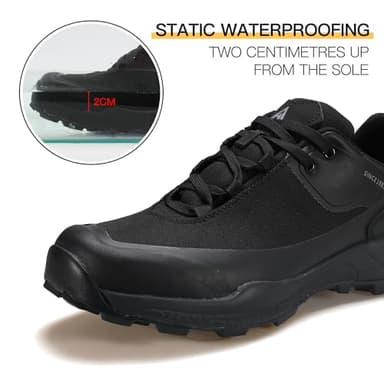HUMTTO Men's Hiking Shoes - Waterproof Trekking Trail Footwear Lightweight Breathable Outdoor Work Sneakers 9.5 Black - Image 2