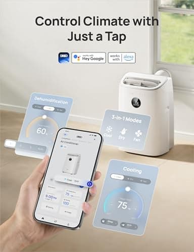Dreo Portable Air Conditioners, 8000 BTU ASHRAE (5000 BTU DOE) Smart AC Unit for Bedroom with Drainage-free Cooling, 45dB Quiet, APP/Voice/Remote, Portable AC for Room Indoors, AC318S - Image 7