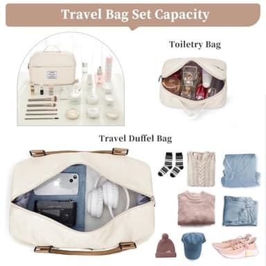 Weekender Bags for Women,Personal Item Travel Bag with Shoes Compartment,Overnight Travel Duffel Bag with Toiletry Bag,Medium - Image 2